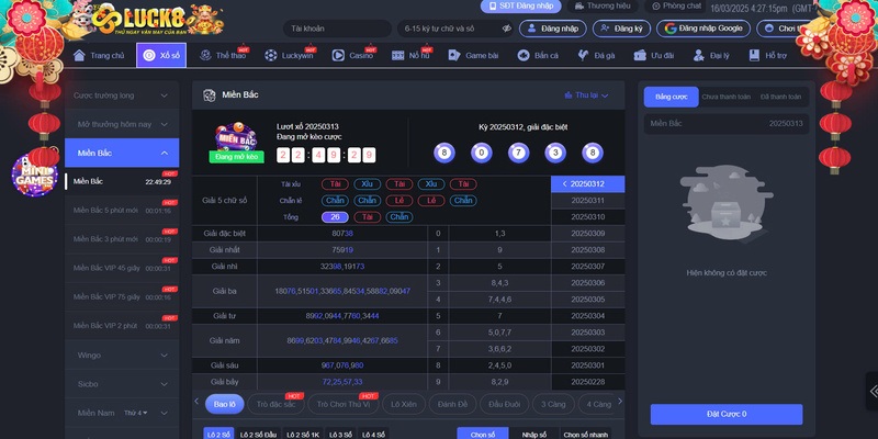 Phương thức cược lô cung cấp tại xổ số Luck8